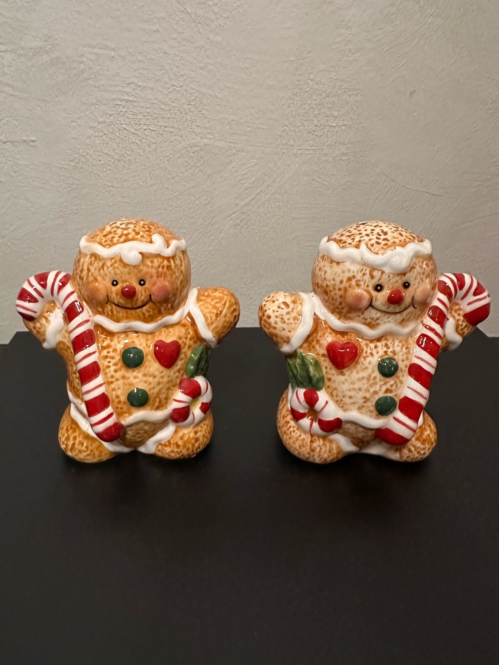 Gingerbread Salt and Pepper Shaker Candy Cane Holiday Christmas Table Setting